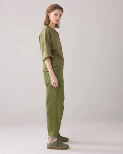 Barrel-fit trousers with decorative seams^Summum Sale