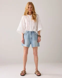 Blouse in 3D floral cotton^Summum Online