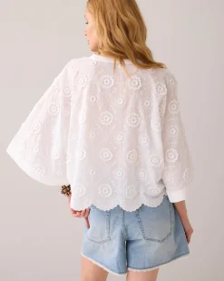 Blouse in 3D floral cotton^Summum Online