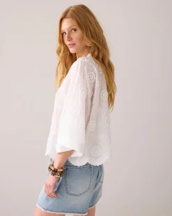 Blouse in 3D floral cotton^Summum Online