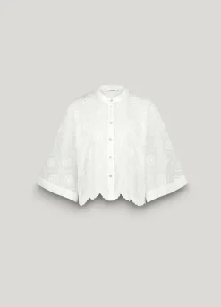Blouse in 3D floral cotton^Summum Online