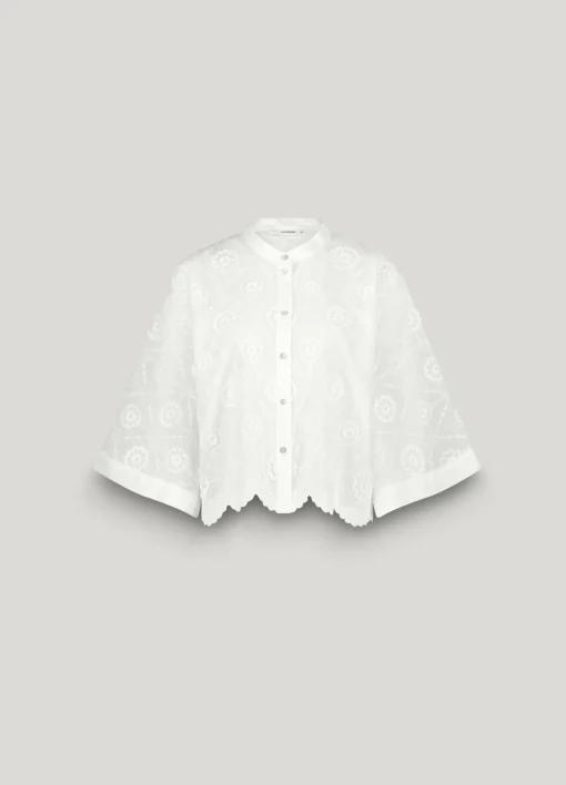 Blouse in 3D floral cotton^Summum Online