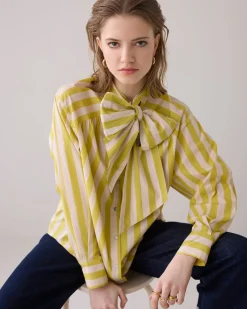 Blouse with bow in contrast^Summum Fashion