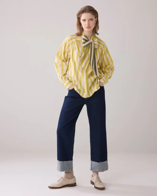 Blouse with bow in contrast^Summum Fashion