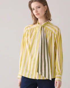 Blouse with bow in contrast^Summum Fashion
