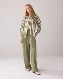 Blouse with bow in contrast^Summum Clearance