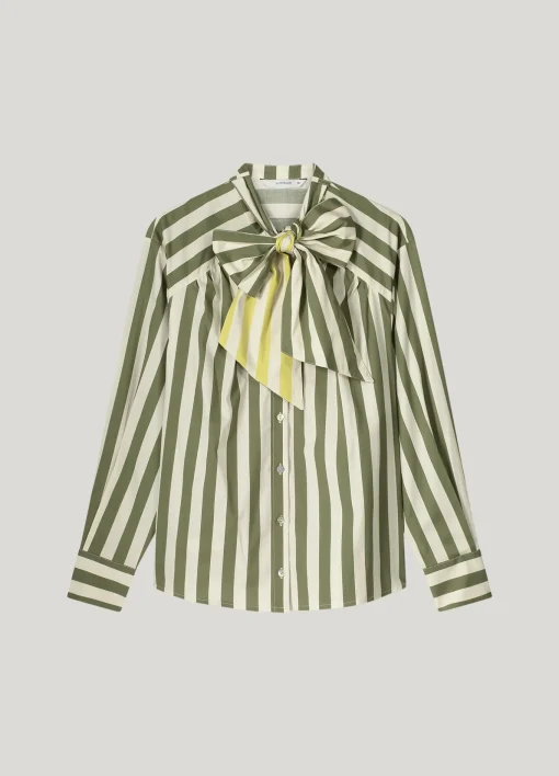Blouse with bow in contrast^Summum Clearance