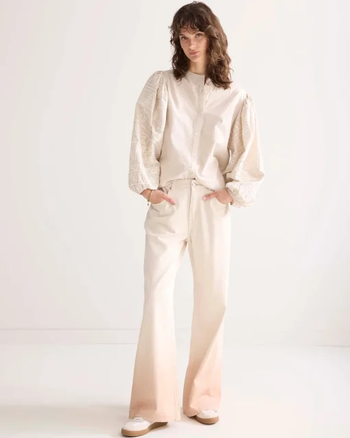Blouse with embroidered sleeves^Summum Best