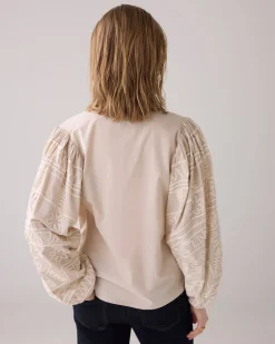 Blouse with embroidered sleeves^Summum Best