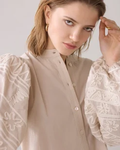 Blouse with embroidered sleeves^Summum Best