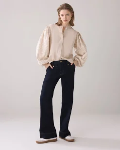 Blouse with embroidered sleeves^Summum Best