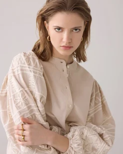 Blouse with embroidered sleeves^Summum Best