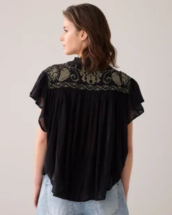 Blouse with flounce sleeves^Summum Online