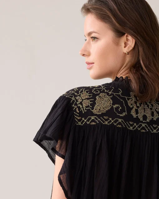 Blouse with flounce sleeves^Summum Online