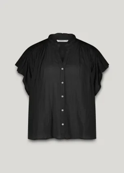 Blouse with flounce sleeves^Summum Online
