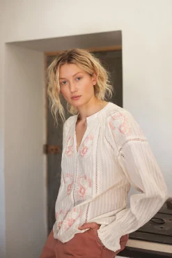 Bohemian blouse with flowers^Summum Discount
