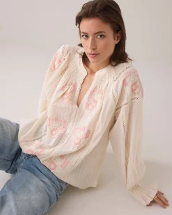 Bohemian blouse with flowers^Summum Discount