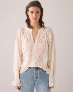 Bohemian blouse with flowers^Summum Discount