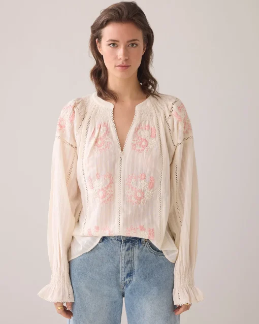 Bohemian blouse with flowers^Summum Discount
