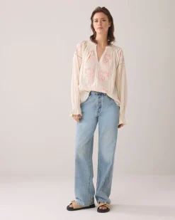 Bohemian blouse with flowers^Summum Discount