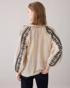 Bohemian top with embroidery^Summum Sale