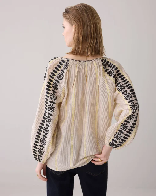 Bohemian top with embroidery^Summum Sale