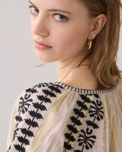 Bohemian top with embroidery^Summum Sale