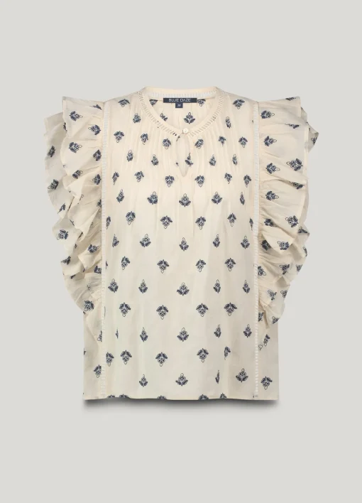 Cotton top with embroidered flowers^Summum Sale
