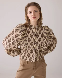 English embroidery blouse with ruffles^Summum Hot