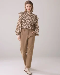 English embroidery blouse with ruffles^Summum Hot