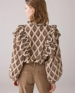 English embroidery blouse with ruffles^Summum Hot
