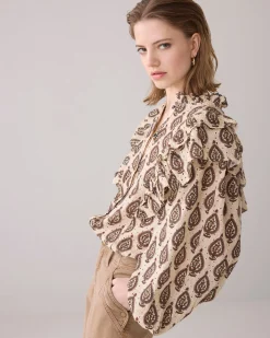 English embroidery blouse with ruffles^Summum Hot