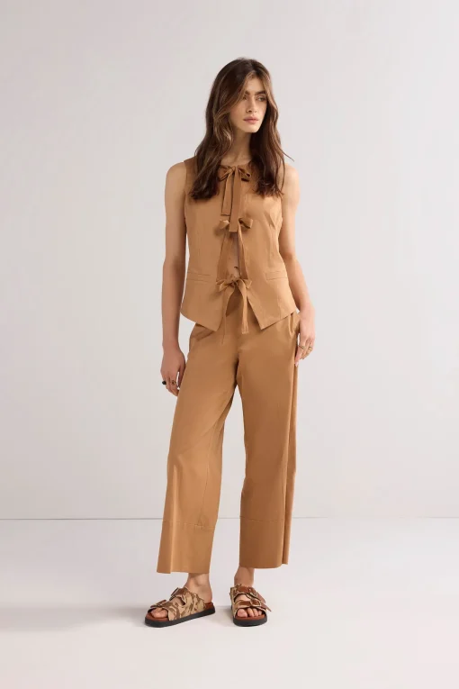 Fitted gilet with bow fastening^Summum Sale