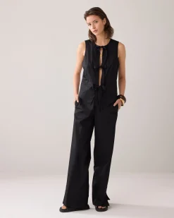 Fitted gilet with bow fastening^Summum Fashion