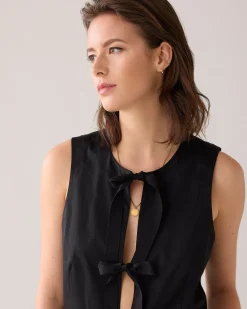 Fitted gilet with bow fastening^Summum Fashion