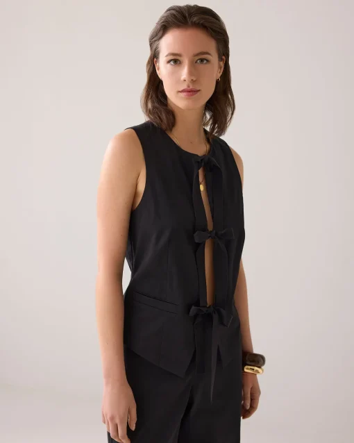 Fitted gilet with bow fastening^Summum Fashion