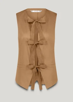 Fitted gilet with bow fastening^Summum Sale