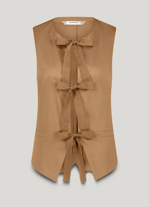 Fitted gilet with bow fastening^Summum Sale