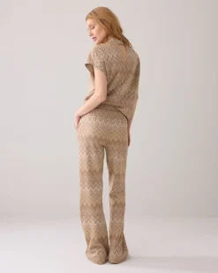 Flared trousers in zigzag jacquard^Summum Online
