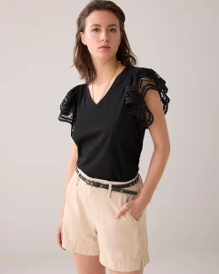 Jersey top with butterfly sleeve^Summum Discount