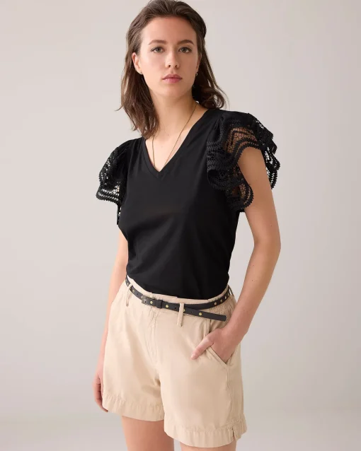 Jersey top with butterfly sleeve^Summum Discount