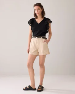 Jersey top with butterfly sleeve^Summum Discount