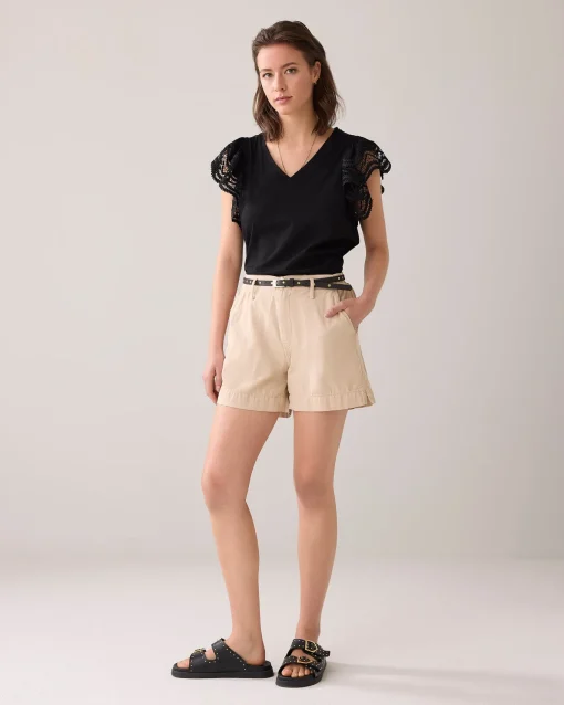Jersey top with butterfly sleeve^Summum Discount