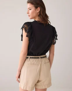 Jersey top with butterfly sleeve^Summum Discount