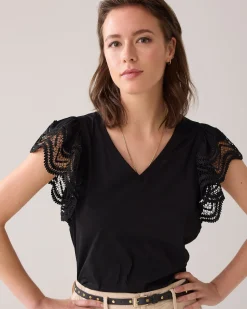 Jersey top with butterfly sleeve^Summum Discount