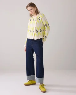 Knitted jacket with ikat jacquard^Summum Outlet