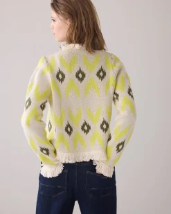 Knitted jacket with ikat jacquard^Summum Outlet
