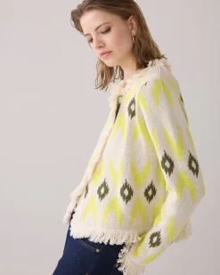Knitted jacket with ikat jacquard^Summum Outlet