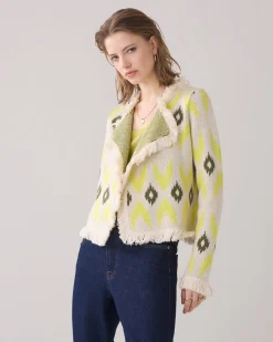Knitted jacket with ikat jacquard^Summum Outlet