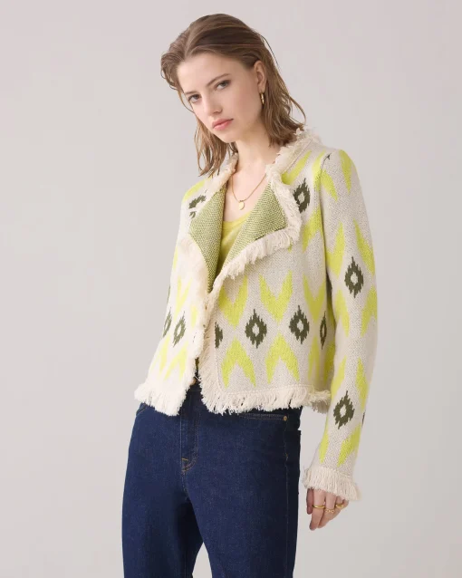 Knitted jacket with ikat jacquard^Summum Outlet